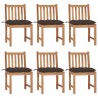 Cadeiras de jardim 6 pcs c/ almofadões madeira de teca maciça 1