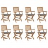 Cadeiras de exterior dobráveis c/ almofadões 8pcs acácia maciça 1