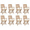 Cadeiras de exterior dobráveis c/ almofadões 8pcs acácia maciça 1