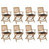Cadeiras de exterior dobráveis c/ almofadões 8pcs acácia maciça 1