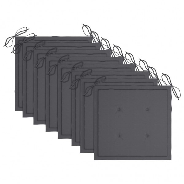 Cadeiras de exterior dobráveis c/ almofadões 8pcs acácia maciça M 3