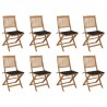 Cadeiras de exterior dobráveis c/ almofadões 8pcs acácia maciça 1