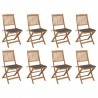 Cadeiras de exterior dobráveis c/ almofadões 8pcs acácia maciça 1