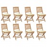 Cadeiras de exterior dobráveis c/ almofadões 8pcs acácia maciça 1