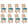 Cadeiras de exterior dobráveis c/ almofadões 8pcs acácia maciça 1