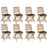 Cadeiras de exterior dobráveis c/ almofadões 8pcs acácia maciça 1