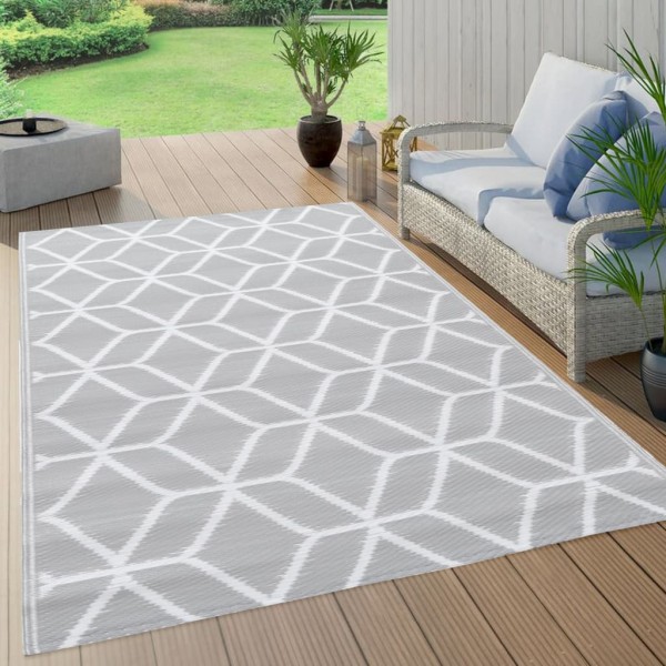 Alfombra de exterior PP gris 80x150 cm D