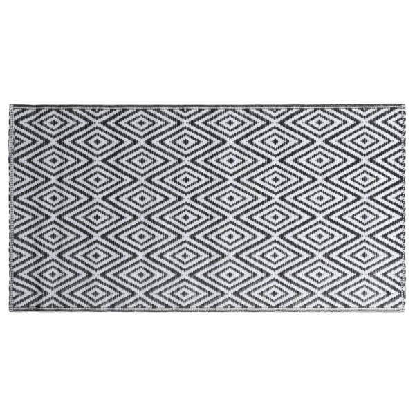 Alfombra de exterior PP blanco y negro 80x150 cm M 3