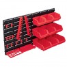 34 pcs kit caixas arrumação c/ painéis parede vermelho e preto 1