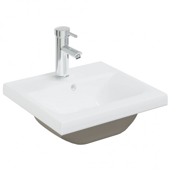 Lavabo empotrado con grifo cerámica blanco 42x39x18 cm D