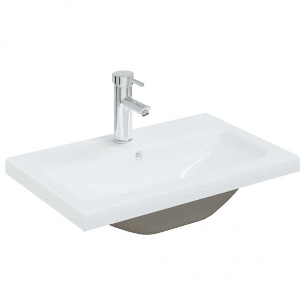 Lavabo empotrado con grifo cerámica blanco 61x39x18 cm D