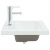 Lavabo empotrado con grifo cerámica blanco 61x39x18 cm 4