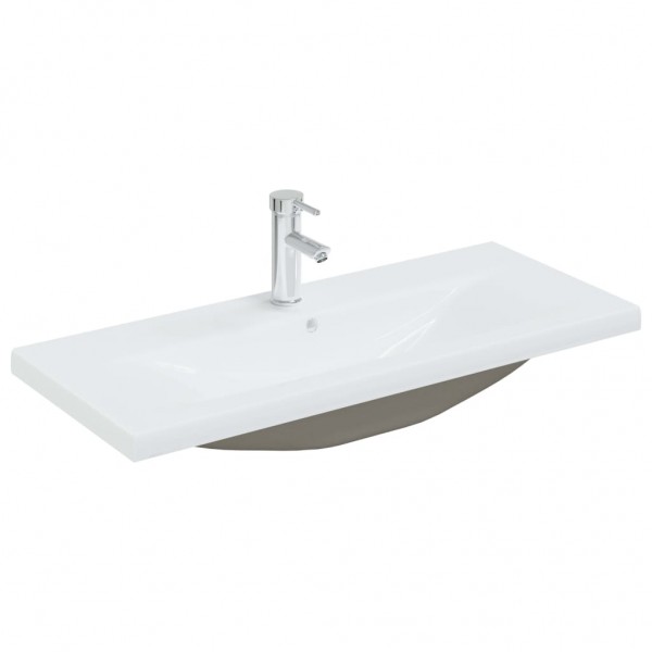 Lavabo empotrado con grifo cerámica blanco 91x39x18 cm D