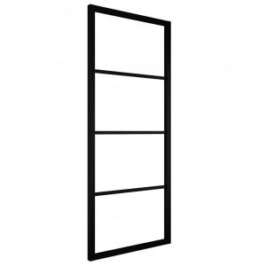 Puerta corredera ESG aluminio y vidrio ESG negra 76x205 cm H