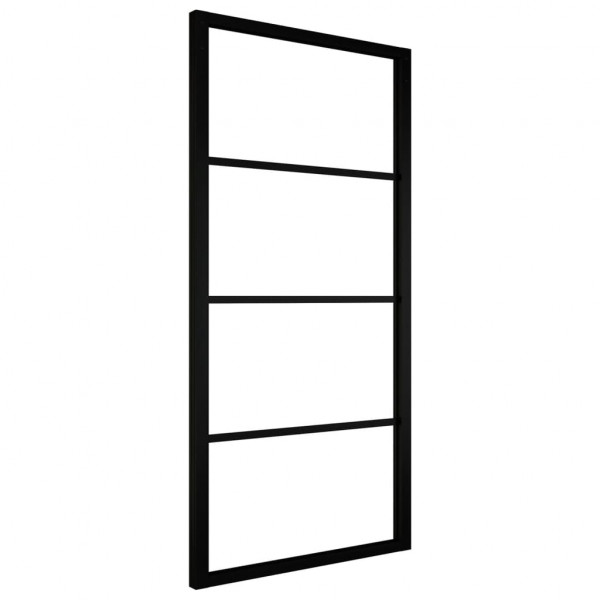 Porta de correr 90x205 cm alumínio e vidro ESG preto M 2