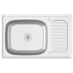 Lava-louça cozinha + escorredor 800x500x155mm aço inox prateado H