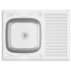 Lava-louça cozinha + escorredor 800x600x155mm aço inox prateado H