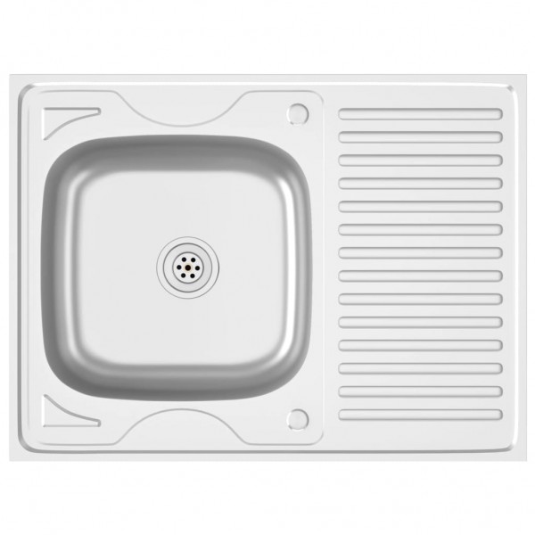 Lava-louça cozinha + escorredor 800x600x155mm aço inox prateado M 2