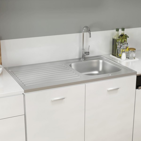 Lava-louça cozinha + escorredor aço inox prateado M 3