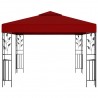Gazebo com cordões de luzes LED 3x3 m vermelho tinto 3