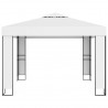 Gazebo com toldo duplo e cordões de luzes LED 3x3 m branco 3