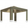 Gazebo com toldo duplo e luzes LED 3x3x2.7 m cinza-acastanhado 1