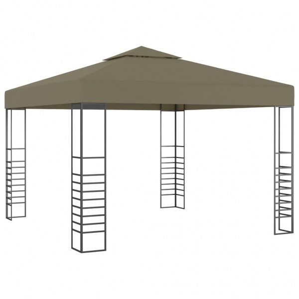 Tenda de jardim c/ cordões de luzes LED 3x3 m cinza-acastanhado M 2