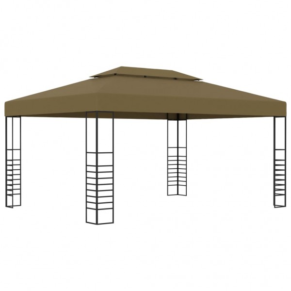 Gazebo com cordões de luzes LED 3x4 m cinza-acastanhado M 2