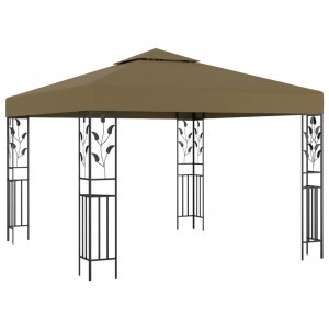 Carpa cenador de jardín con tira de luz LED 3x3m taupé 180 g/m² H