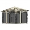 Gazebo c/ mosquiteiro e cordões luzes LED 3x3x2.73m creme 4