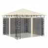 Gazebo c/ mosquiteiro e cordões luzes LED 3x3x2.73m creme 5