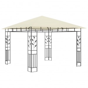 Gazebo c/ mosquiteiro e cordões luzes LED 3x3x2.73m creme H