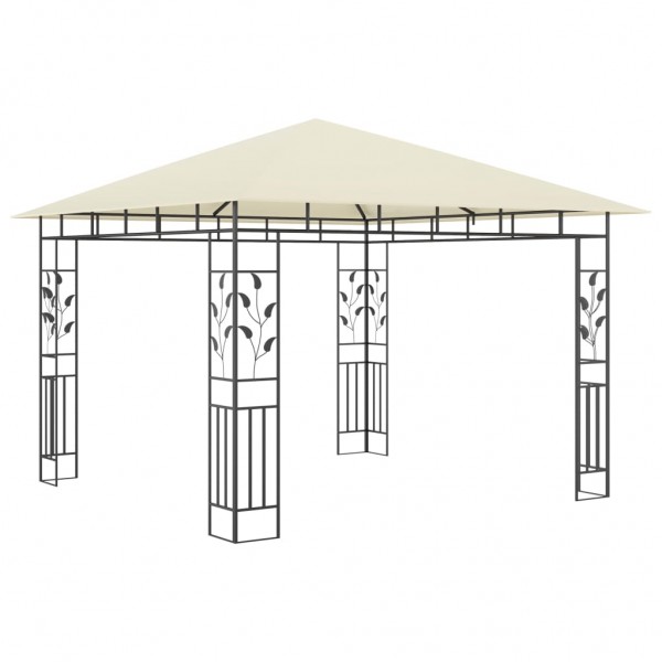 Gazebo c/ mosquiteiro e cordões luzes LED 3x3x2.73m creme M 2