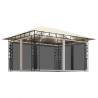 Gazebo c/ mosquiteiro e cordões luzes LED 4x3x2.73m creme 2