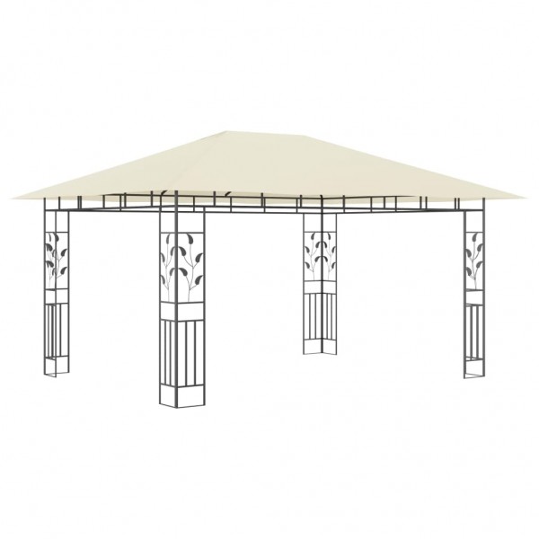 Gazebo c/ mosquiteiro e cordões luzes LED 4x3x2.73m creme M 4