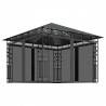 Gazebo c/ mosquiteiro e cordões luzes LED 3x3x2.73m antracite 1