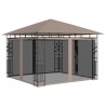 Gazebo c/ mosquiteiro e cordões luzes LED 3x3x2.73m cinza-acas. 2