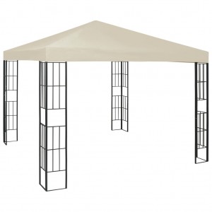 Gazebo com cordões de luzes LED 3x3 m cor creme H