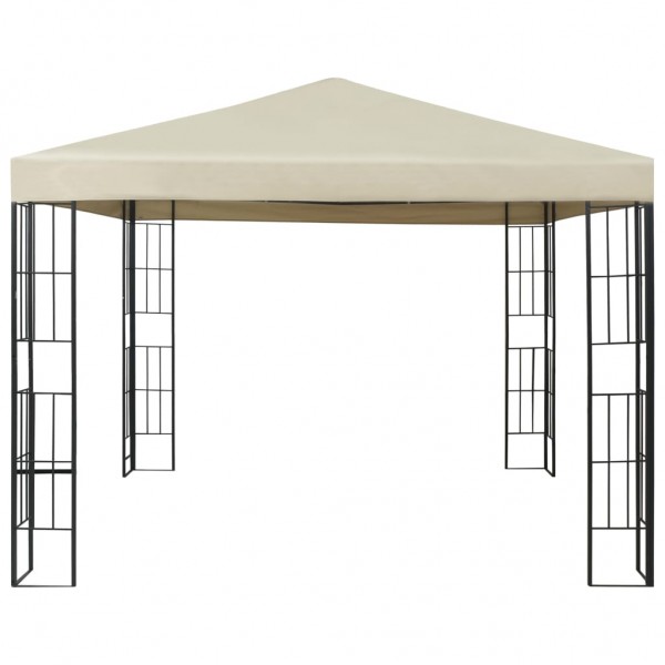 Gazebo com cordões de luzes LED 3x3 m cor creme M 3