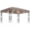 Gazebo com cordões de luzes LED 4x3 m cinza-acastanhado 1
