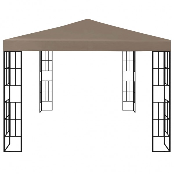 Gazebo com cordões de luzes LED 4x3 m cinza-acastanhado M 4
