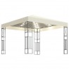 Gazebo com cordões de luzes LED 3x3 m tecido cor creme 1