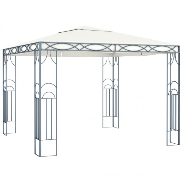 Gazebo com cordões de luzes LED 300x300 cm cor creme M 2