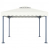Gazebo com cordões de luzes LED 300x300 cm alumínio cor creme 3