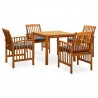 Set comedor de jardín 5 pzas y cojines madera maciza de acacia 1
