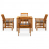 Set comedor de jardín 5 pzas y cojines madera maciza de acacia 2