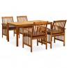 Set comedor de jardín 5 pzas y cojines madera maciza de acacia 1