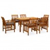 Set comedor de jardín 7 pzas y cojines madera maciza de acacia 1