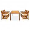Set comedor de jardín 7 pzas y cojines madera maciza de acacia 2