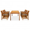 7 pcs conjunto de jantar p/ jardim c/ almofadões acácia maciça 2